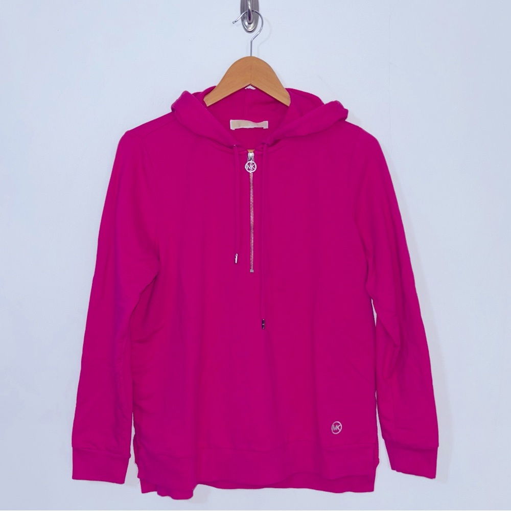 Pink Michael Kors hooded half zip